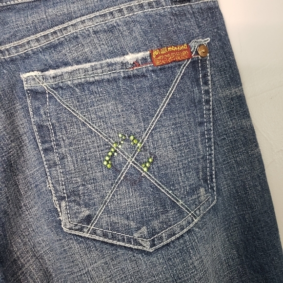 7 For All Mankind 7FAM Dojo Jeans Women's 26 Medium Dark Wash Denim Western Boho - Picture 3 of 12